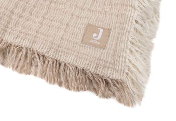 Jollein Deken  Fringe Stripe - Biscuit/Ivory - GOTS - Afbeelding 3