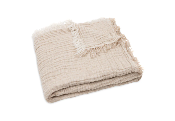 Jollein Deken  Fringe Stripe - Biscuit/Ivory - GOTS - Afbeelding 4