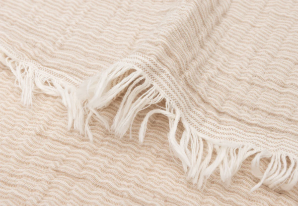 Jollein Deken  Fringe Stripe - Biscuit/Ivory - GOTS - Afbeelding 5